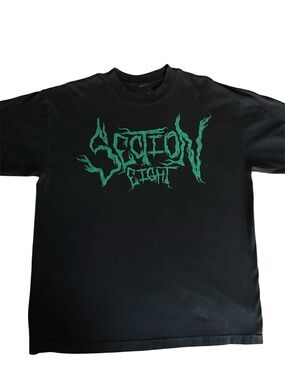 Black Short-Sleeve Tee with Green Graphic Logo